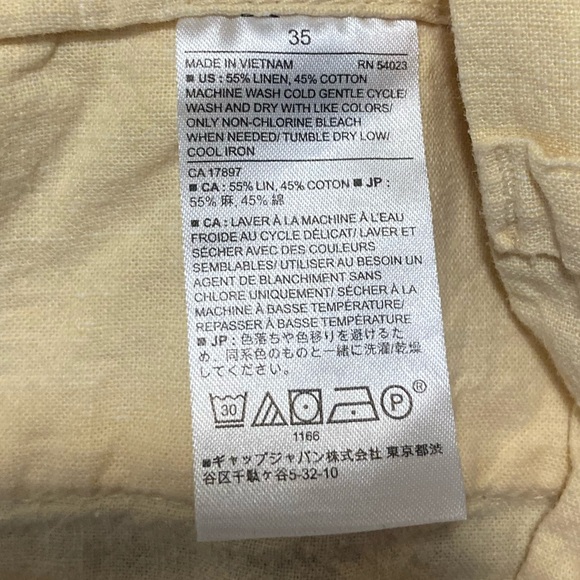 Banana Republic Yellow Linen Cotton Shorts - Mens Size 35W x 10in Inseam. - Picture 4 of 4